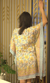 Yellow and blue floral kaftan